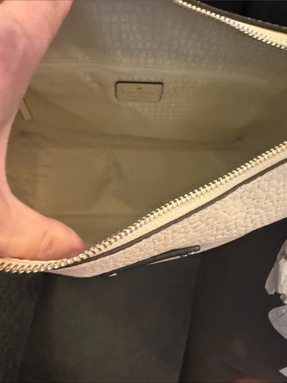 kate spade Two-Tone Cream and Black Pebbled Leather Shoulder Bag